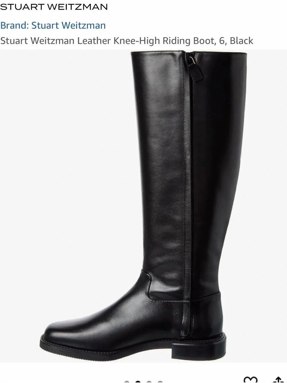 NEW Stuart Weitzman Leather Knee-High Riding Boot, 6, Black Women's